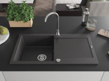MEXEN MEXEN - Leo granitový drez 1 s odkvapkávačom 900x500 mm, čierna spotty 6501901010-76