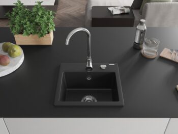 MEXEN MEXEN - Milo granitový drez 1-miska 435x410 mm, čierna 6505441000-77