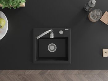 MEXEN MEXEN - Milo granitový drez 1-miska 435x410 mm, čierna 6505441000-77