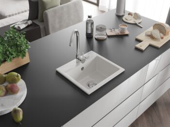 MEXEN MEXEN - Milo granitový, kuchyňský drez 1 435x410 mm, biela 6505441000-20