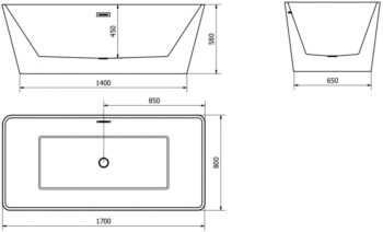 MEXEN - Malaga voľne stojaca vaňa 170x80cm biela 51421708000