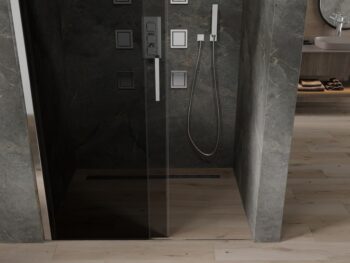 MEXEN - OMEGA posuvné dvere 160x190 cm 8 mm chróm, grey so sadou pre niku 825-160-000-01-40