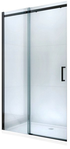 MEXEN - Omega posuvné sprchové dvere 110, transparent, čierna so sadou pre niku 825-110-000-70-00
