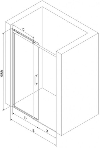 MEXEN - Omega posuvné sprchové dvere 140, transparent, chróm so sadou pre niku 825-140-000-01-00
