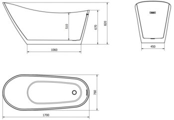 MEXEN - Oviedo voľne stojaca vaňa 170x76cm biela 51561707600