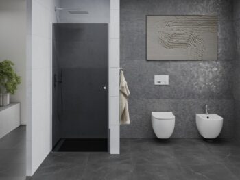 MEXEN - PRETORIA krídlové dvere 70x190 cm 6mm, chróm, grafit sa stenovým profilom 852-070-000-01-40