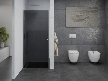 MEXEN - PRETORIA krídlové dvere 80x190 cm 6mm, chróm, grafit sa stenovým profilom 852-080-000-01-40