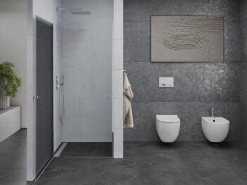 MEXEN - PRETORIA krídlové dvere 80x190 cm 6mm, chróm, grafit sa stenovým profilom 852-080-000-01-40
