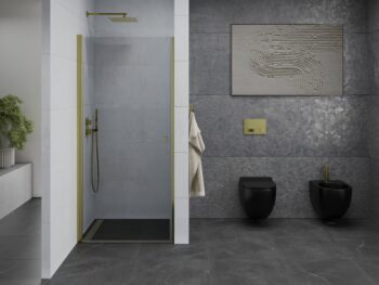MEXEN - Pretoria sprchové dvere krídlové 70, transparent, zlatý sa stenovým profilom 852-070-000-50-00