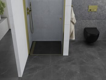 MEXEN - Pretoria sprchové dvere krídlové 70, transparent, zlatý sa stenovým profilom 852-070-000-50-00