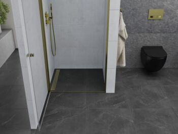 MEXEN - Pretoria sprchové dvere krídlové 70, transparent, zlatý sa stenovým profilom 852-070-000-50-00