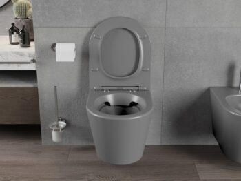 MEXEN - Rico Závesná WC misa vrátane sedátka s slow-slim, duroplast, tmavo šedá mat 30724071