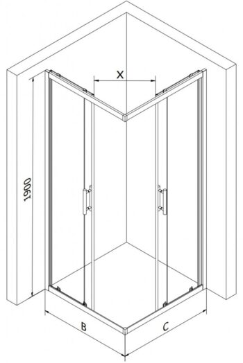 MEXEN - Rio sprchovací kút štvorec 90x90, mráz, chróm 860-090-090-01-30