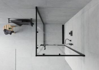 MEXEN - Rio sprchovací kút štvorec 90x90, priehľadná, čierna 860-090-090-70-00