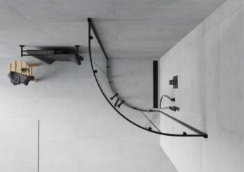 MEXEN - Rio sprchovací kút štvrťkruh 90 x 90, transparent, čierna 863-090-090-70-00