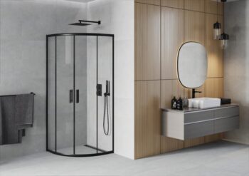 MEXEN - Rio štvrťkruhový sprchovací kút 70x70, transparent, čierna 863-070-070-70-00