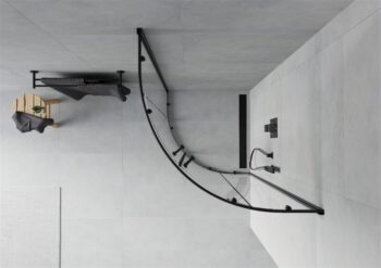 MEXEN - Rio štvrťkruhový sprchovací kút 70x70, transparent, čierna 863-070-070-70-00