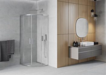 MEXEN - Rio štvrťkruhový sprchovací kút 80x80, sklo transparent, chróm 863-080-080-01-00