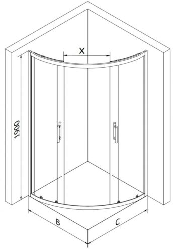 MEXEN - Rio štvrťkruhový sprchovací kút 80x80, sklo transparent, chróm 863-080-080-01-00