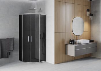 MEXEN - Rio štvrťkruhový sprchovací kút 90x90, grafit, chróm 863-090-090-01-40