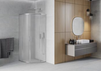 MEXEN - Rio štvrťkruhový sprchovací kút 90x90, mrazené sklo, chróm 863-090-090-01-30