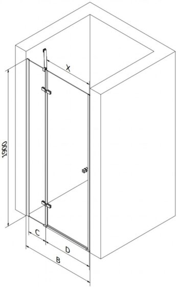 MEXEN - Roma Sprchové dvere Swing 105, transparent, chróm sa stenovým profilom 854-105-000-01-00