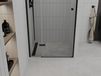 MEXEN - Roma Sprchové dvere krídlové 80, transparent, čierna sa stenovým profilom 854-080-000-70-00