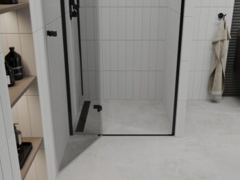 MEXEN - Roma Sprchové dvere krídlové 80, transparent, čierna sa stenovým profilom 854-080-000-70-00