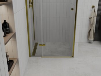 MEXEN - Roma sprchové dvere krídlové 70, transparent, zlatý sa stenovým profilom 854-070-000-50-00