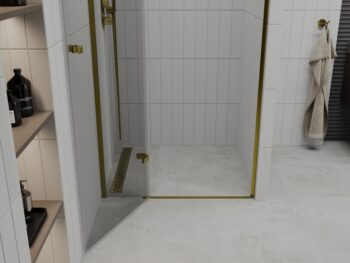 MEXEN - Roma sprchové dvere krídlové 70, transparent, zlatý sa stenovým profilom 854-070-000-50-00