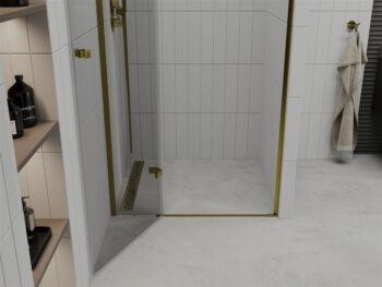 MEXEN - Roma sprchové dvere krídlové 80, transparent, zlatý sa stenovým profilom 854-080-000-50-00