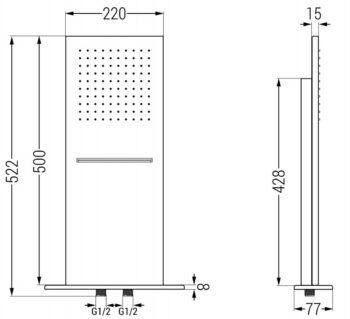 MEXEN - Vodopád hlavová sprcha slim 50x22 cm ružové zlato 79190-60
