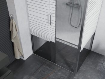 MEXEN/S - APIA sprchovací kút 110x90, dekor - pruhy, chróm 840-110-090-01-20