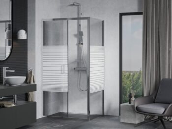 MEXEN/S - APIA sprchovací kút 115x100, dekor - pruhy, chróm 840-115-100-01-20