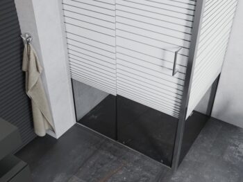 MEXEN/S - APIA sprchovací kút 115x70, dekor - pruhy, chróm 840-115-070-01-20