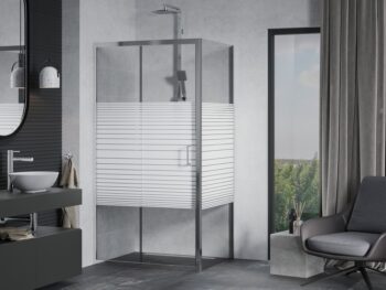 MEXEN/S - APIA sprchovací kút 115x90, dekor - pruhy, chróm 840-115-090-01-20