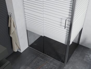 MEXEN/S - APIA sprchovací kút 115x90, dekor - pruhy, chróm 840-115-090-01-20