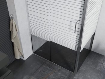 MEXEN/S - APIA sprchovací kút 125x90, dekor - pruhy, chróm 840-125-090-01-20