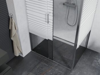 MEXEN/S - APIA sprchovací kút 130x90, dekor - pruhy, chróm 840-130-090-01-20