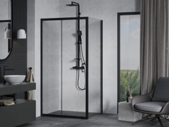 MEXEN/S - APIA sprchovací kút 90x80, transparent, čierna 840-090-080-70-00