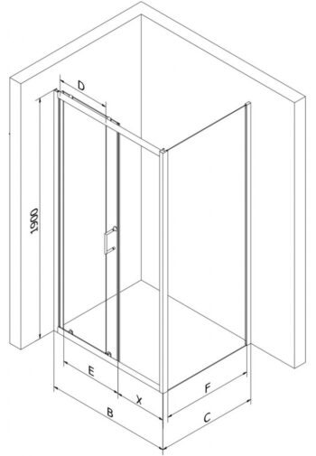 MEXEN/S - APIA sprchovací kút 90x80, transparent, čierna 840-090-080-70-00
