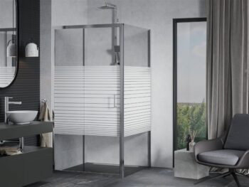 MEXEN/S - APIA sprchovací kút 90x90, dekor - pruhy, chróm 840-090-090-01-20
