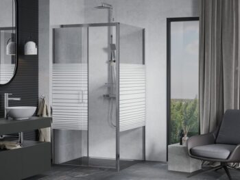 MEXEN/S - APIA sprchovací kút 90x90, dekor - pruhy, chróm 840-090-090-01-20