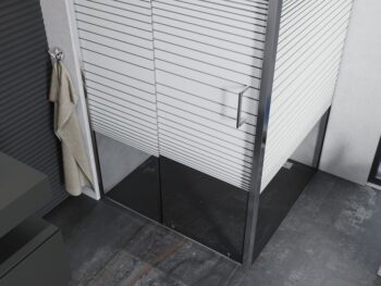 MEXEN/S - APIA sprchovací kút 90x90, dekor - pruhy, chróm 840-090-090-01-20