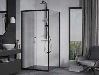 MEXEN/S - APIA sprchovací kút 90x90, transparent, čierna 840-090-090-70-00
