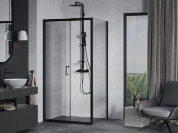 MEXEN/S - APIA sprchovací kút 95x80, transparent, čierna 840-095-080-70-00