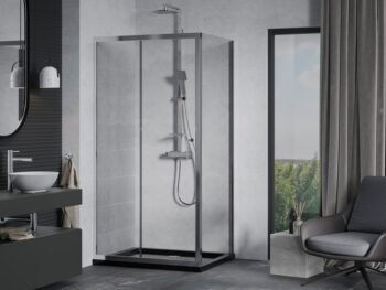 MEXEN/S - Apia Sprchovací kút 100x80, transparent, chróm + vanička so sifónom 840-100-080-01-00-4070