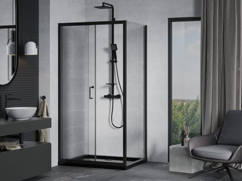MEXEN/S - Apia Sprchovací kút 100x80, transparent, čierna + vanička so sifónom 840-100-080-70-00-4070B MEXEN/S - Apia Sprchovací kút 100x80, transparent, čierna + vanička so sifónom 840-100-080-70-00-4070B