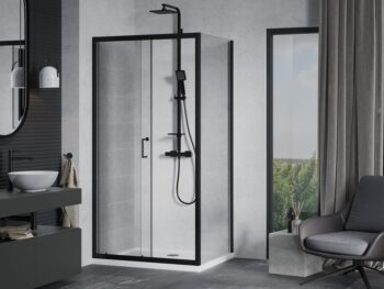 MEXEN/S - Apia Sprchovací kút 100x90, transparent, čierna + vanička so sifónom 840-100-090-70-00-4010B