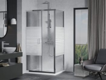 MEXEN/S - Apia Sprchovací kút 120 x 80, transparent/dekor, chróm + vanička so sifónom 840-120-080-01-20-4010